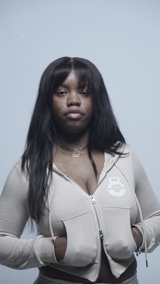 Beige Women's Sweat Society Double-Zip Jacket