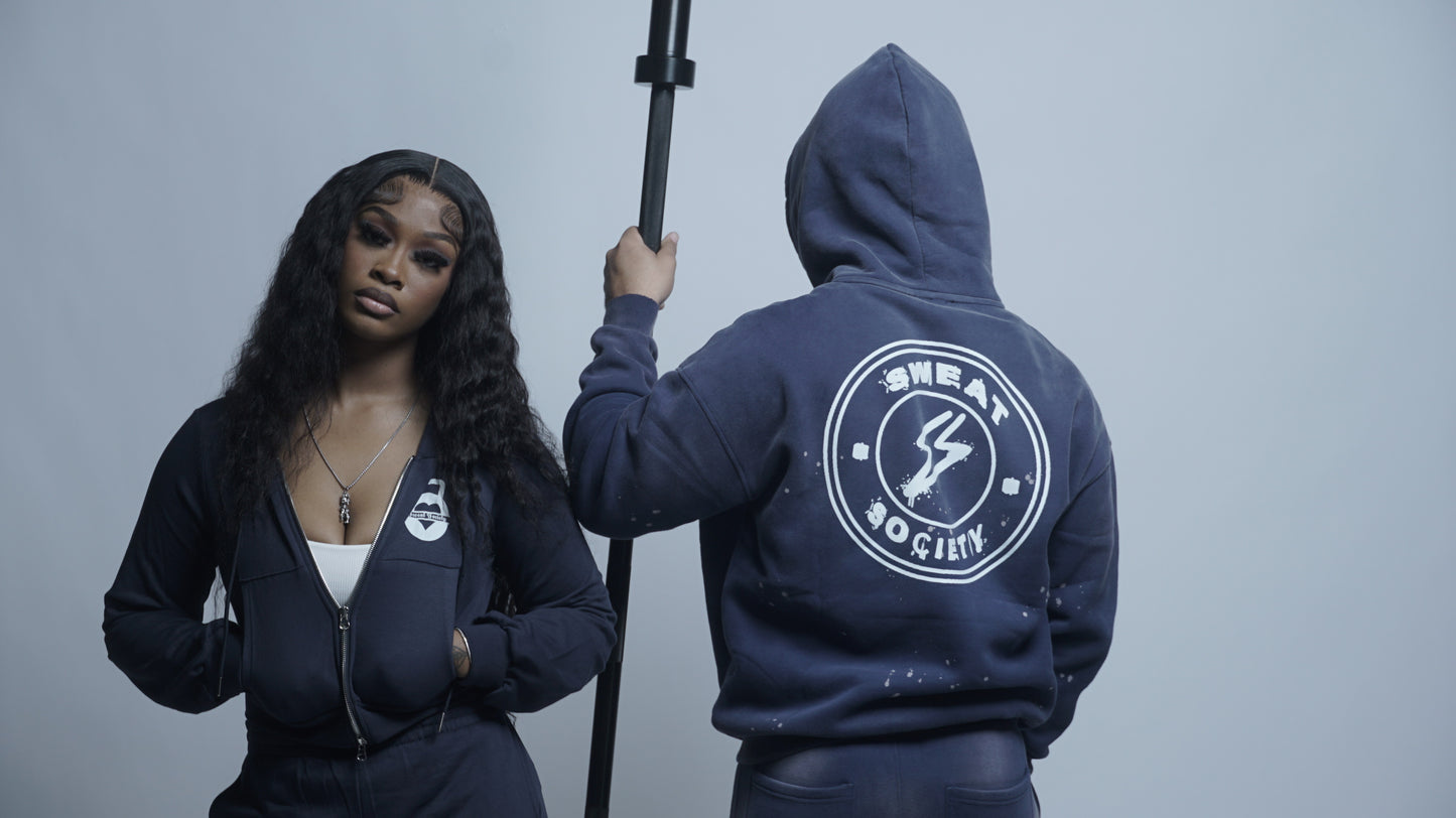 Blue Women's Sweat Society Double-Zip Jacket