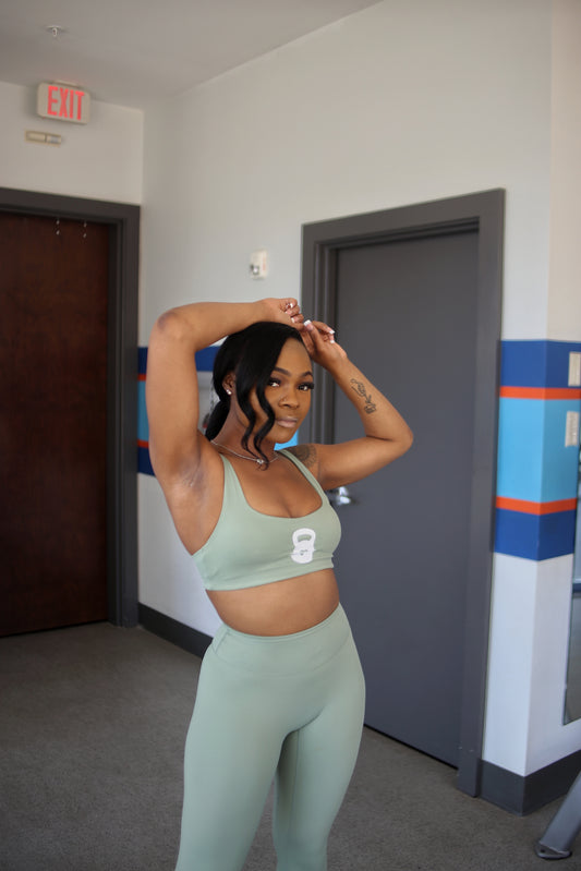 Green Scrunchy Butt 2 Piece  Set